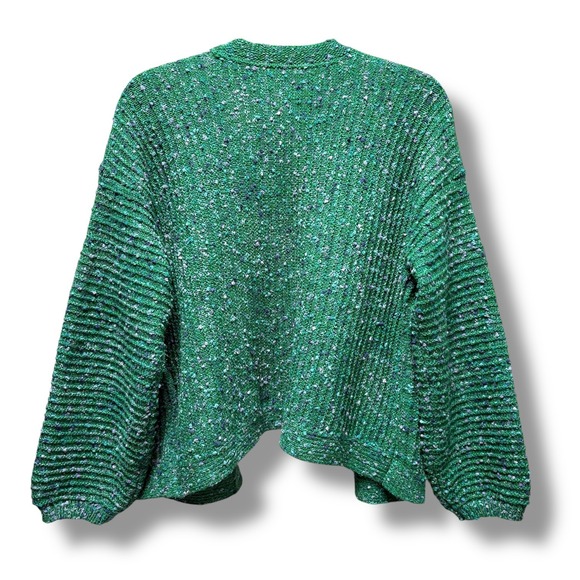 J. Jill Green Space Dye Open Front Ribbed Cardigan Sweater Womens Medium Petite - Picture 3 of 7